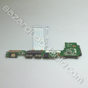 Lecteur de carte SD avec sortie audio/ USB et nappes pour Asus EeePC 1015BX NOIR